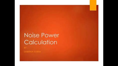 noise power calculation youtube