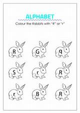 Letter Worksheet Worksheets Identification Rabbits Capital Color Small Schoolmykids Craft Kindergarten Preschool sketch template