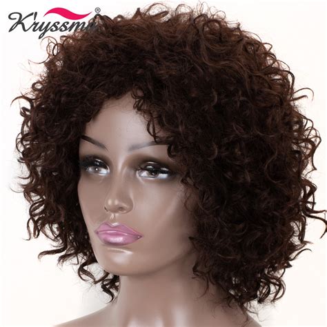 black synthetic wigs  women black short curly bob wig brown glueless heat resistant fiber