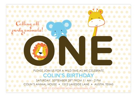 party animals turning  invitation cute st birthday invitations