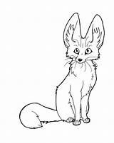 Fennec Fox Coloring Line Drawing Template Clipart Baby Pages Cute Clip Animal Foxes Printable Templates Color Drawings Deviantart Cartoon African sketch template