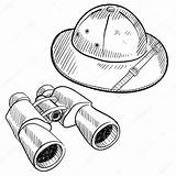 Coloring Binoculars Safari Pages Sketch sketch template
