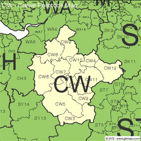 crewe postcode area and district maps in editable format
