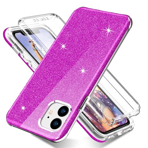 hot pink glitter case  iphone   built  screen protector slim full body stylish