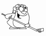 Hockey Penguin Coloring Playing Player Coloringcrew Colorear Ice Dibujo sketch template