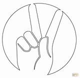 Peace Coloring Pages International Gesture Inspired Printable Sign Print sketch template