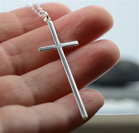 sterling silver extra long skinny cross necklace