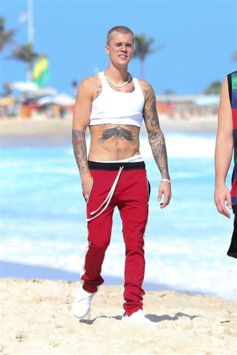 justin bieber in male crop top on brazil beach justin bieber fashion