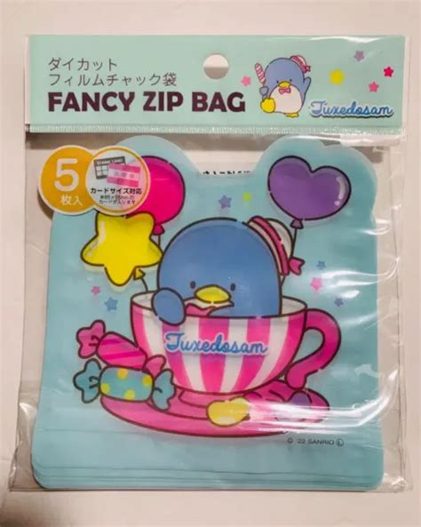 Daiso Sanrio Tuxedo Sam Fancy Zip Bags 5x5 Sweets 5pcs New Us