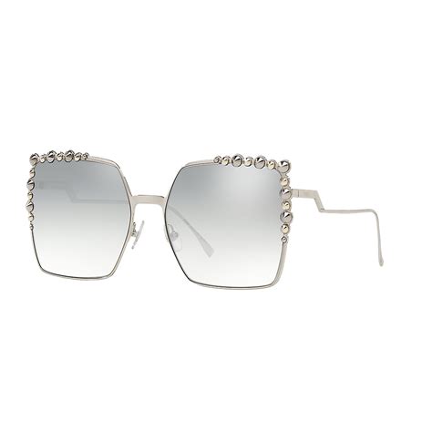 women s oversized square sunglasses silver gray mirror fendi