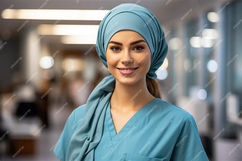 Premium Ai Image Asian Hijab Nurse Or Doctor Wearing Purple Medical