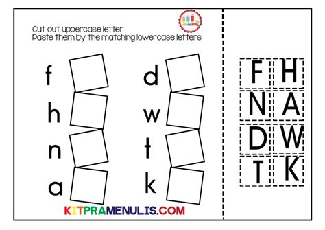 cut paste uppercase letter match worksheet kitpramenulis