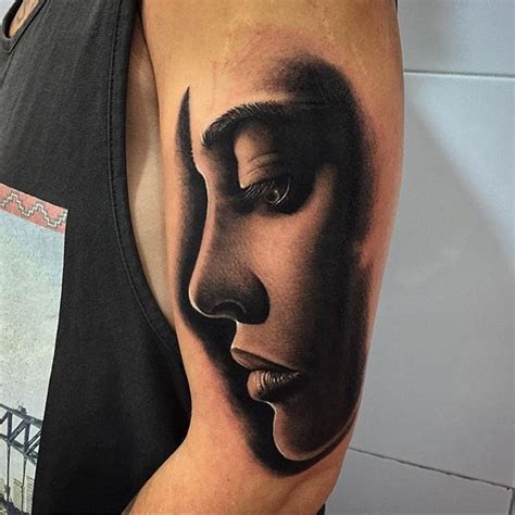 Realism Style Colored Shoulder Tattoo Of Woman Portrait Tattooimages Biz