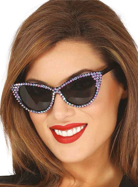 Black 50s Style Glasses With Diamonds For Women The Coolest Funidelia