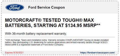 coupons ford service coupon