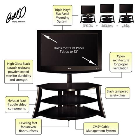 Bello Triple Play Universal Flat Panel A V System With Swivel Tv