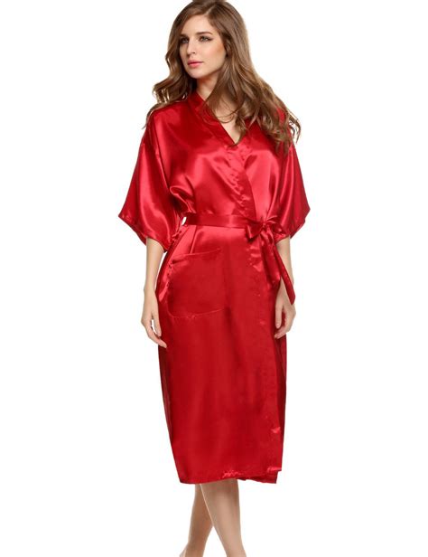 Plus Size S Xxxl Rayon Bathrobe Womens Kimono Satin Long