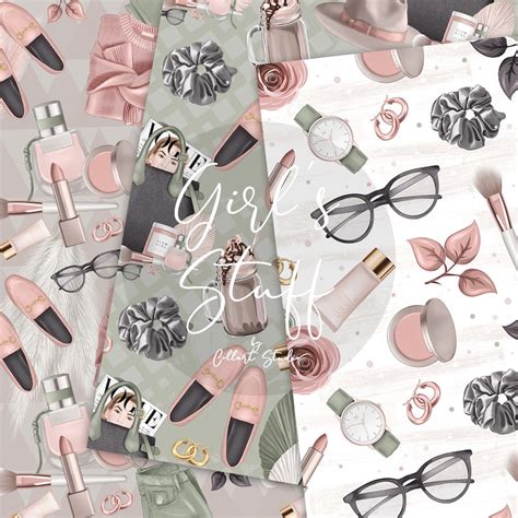 fashion digital paper makeup papers girly paper pack etsy