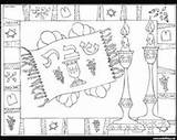 Shabbat Coloring Pages Jewish Kids Crafts Shalom Colouring Shabbos Printable Hebrew Challah Color Sheets Para Colorear Books Preschool Shabat Children sketch template