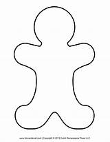 Gingerbread Man Template Coloring Clipart Outline Christmas Kids Blank Shapes sketch template