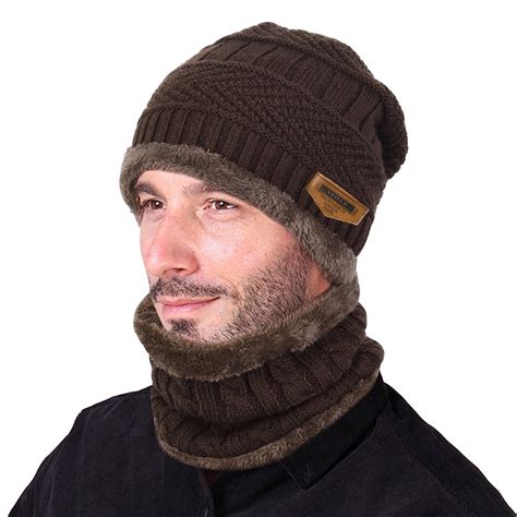 pieces men winter hats men scarf beanie hat  men winter caps