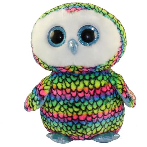 ty beanie boos aria  rainbow owl glitter eyes large size