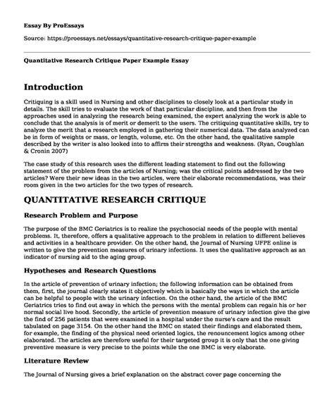quantitative research critique paper   essay term paper