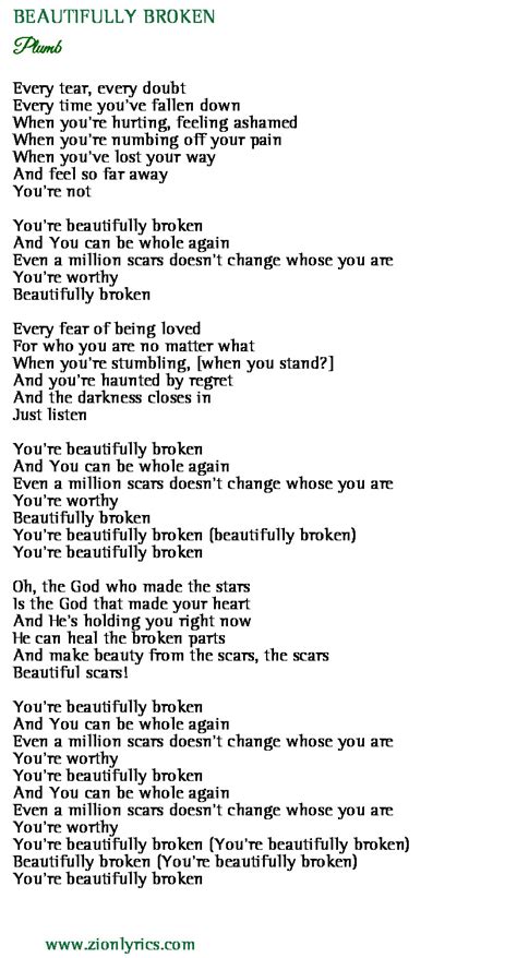beautifully broken lyrics plumb zion lyrics