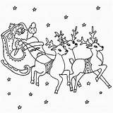 Reindeer Santa Coloring Sleigh Pages Flying Claus Drawing Printable His Print Color Deer Xmas Drawings Clipart Book Pdf Popular sketch template