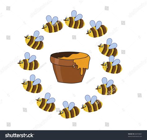 twelve bees   honey pot stock photo  shutterstock