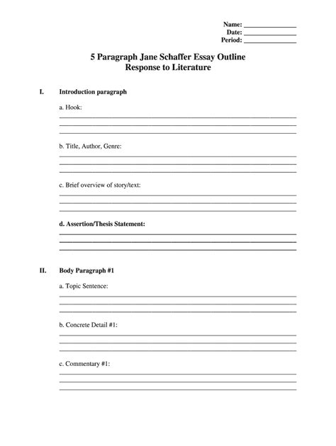 paragraph essay outline fill  printable fillable blank