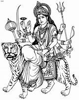 Durga Maa Devi Coloring Sketch Hindu Ji Puja Hinduism Lokomotor Saraswati Getdrawings sketch template