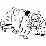 Ambulance Coloring Pages Medical Printable Getcolorings Doctor Workers Putting Patient Into sketch template