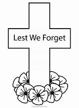 Colouring Remembrance Poppy Forget Lest Cross Poppies Gradeonederful Grade Onederful sketch template