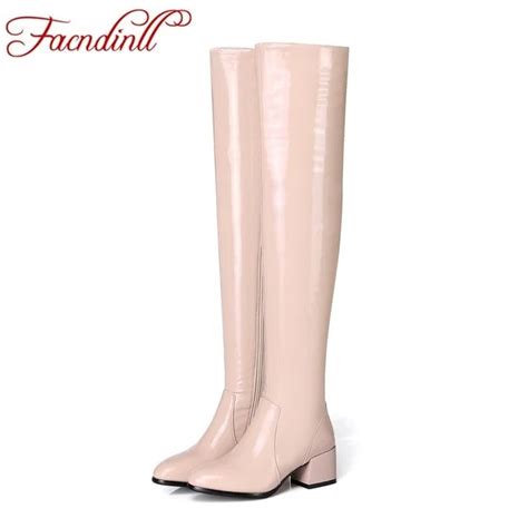 buy sexy women long boots fashion patent leather over