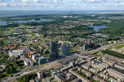 aerophotostock almere luchtfoto station almere centrum met de