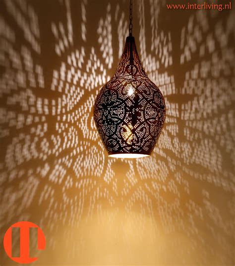 arabische filigrain design hanglamp vaas model mat zwart goud