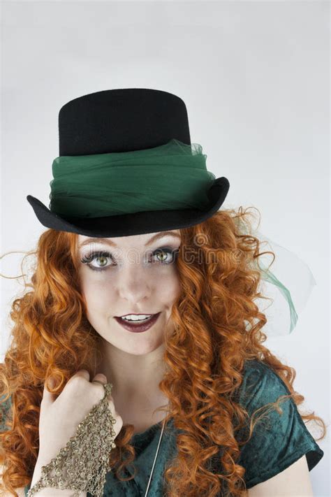 close   woman wearing top hat stock image image  women woman
