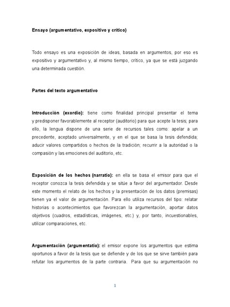 Ensayo Expositivo Argumentativo Y Tipos De Argumentos Pdf Argumento