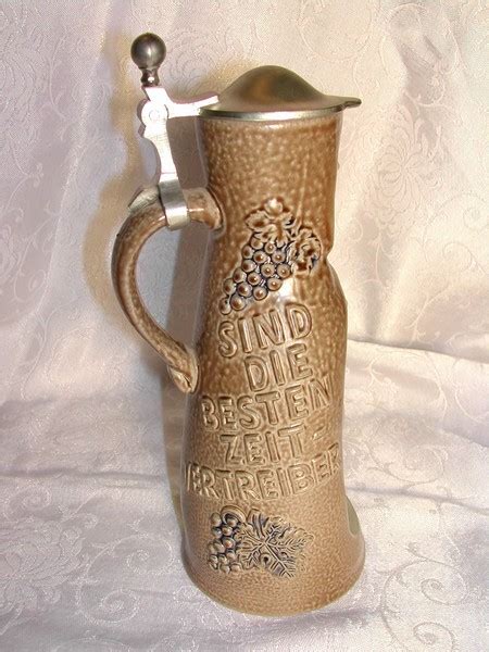 A Wine Stein Pitcher Art Pottery Nude Female King Germany