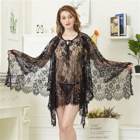 Sexy Lingerie Robe Sexy Lingerie Show Nipples High Split Nightgown