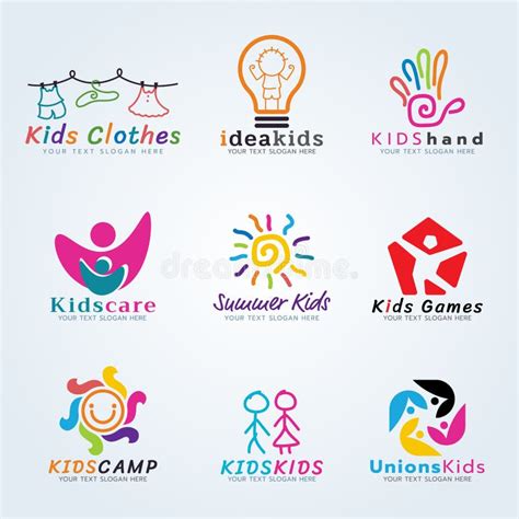 kids logo set stock illustrations  kids logo set stock illustrations vectors clipart