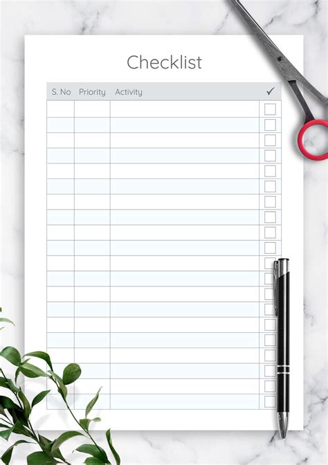 printable priority checklist template