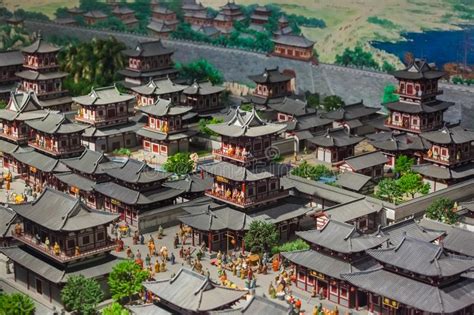 model   town  luoyang city national heritage park china stock