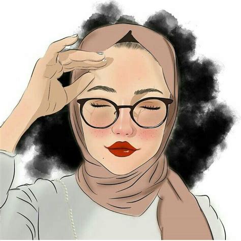 hijab glasses girl dijital art hijab di 2019 jilbab muslim seni dan animasi