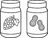 Butter Peanut Jelly Line Clip Coloring Outline Jars Sweetclipart sketch template