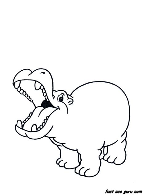 printable animal  hippo coloring pages