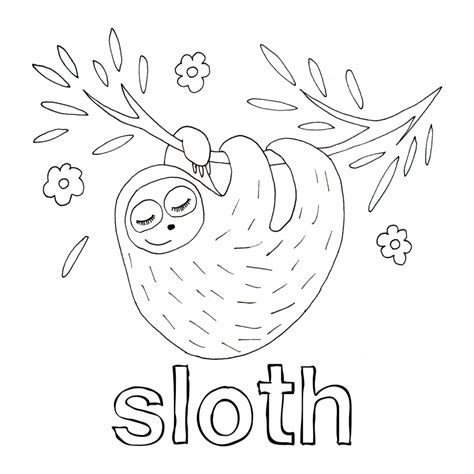 coloring page   word sloth
