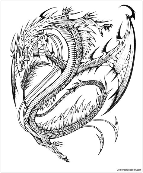 realistic dragon picture  color coloring page  printable