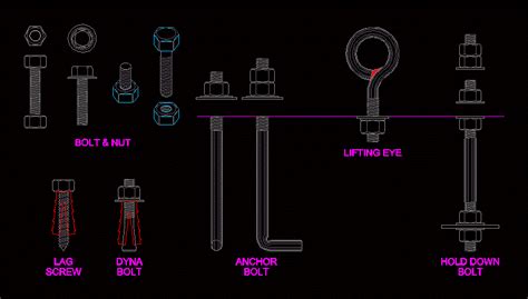 blocks bolts  nuts  dwg block  autocad designs cad